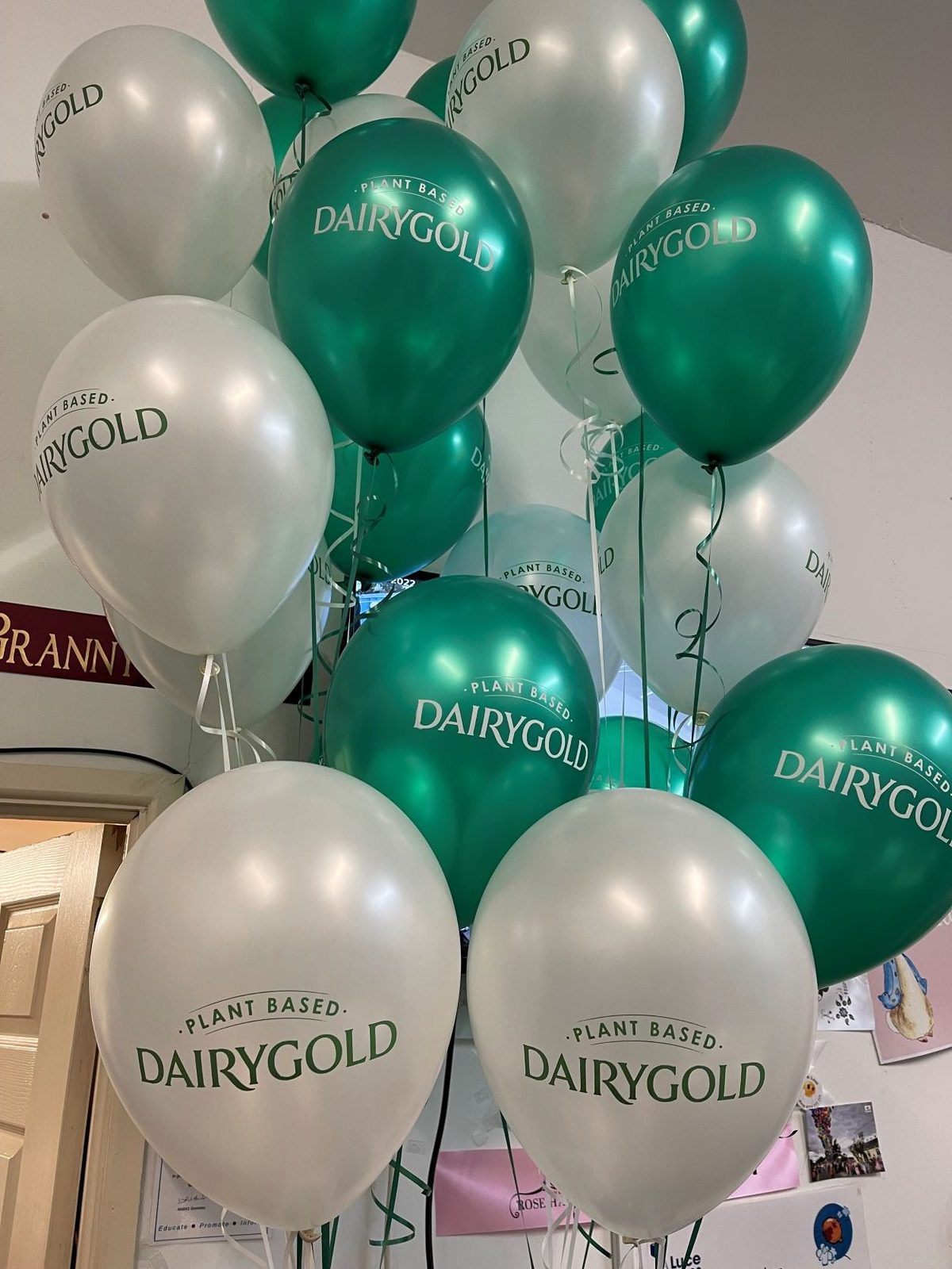 Sets of six printed balloons for Dairygold