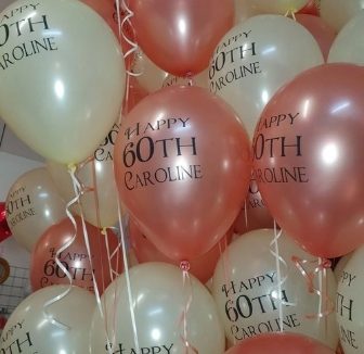 Pearl finish printed latex balloons